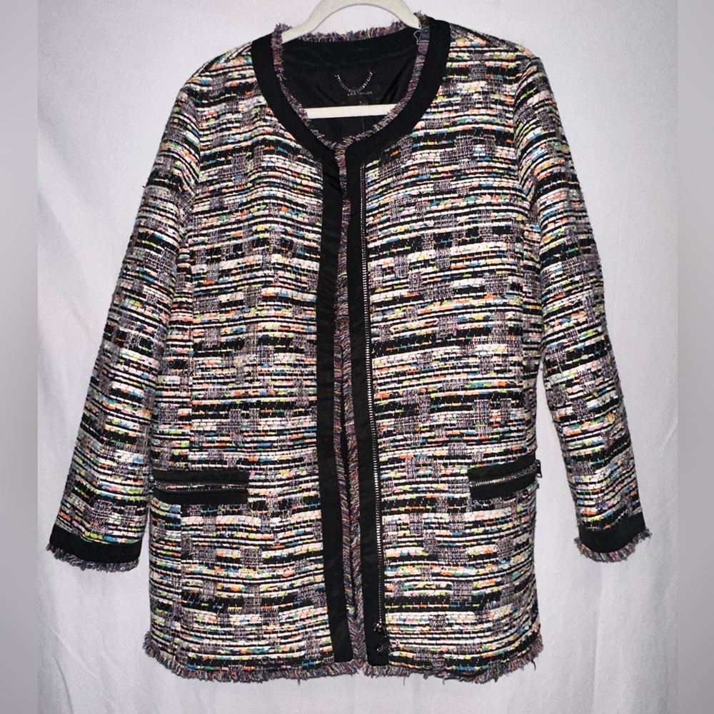 Ann Taylor Black Multicolor Tweed Blazer